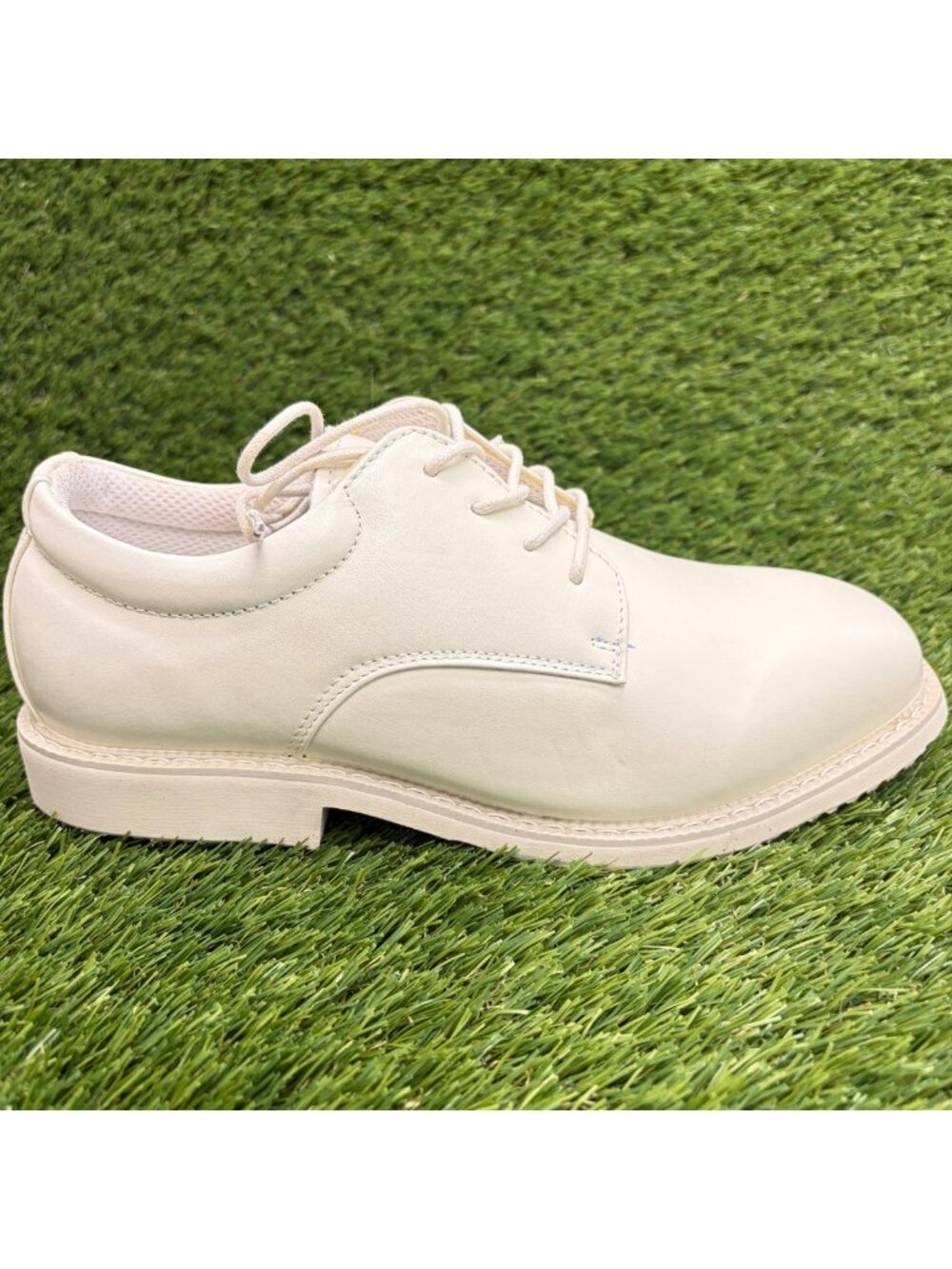 SlipGrips 7431 Mens Size 7.5 White Leather Slip-Resistant Oxford Dress Shoes